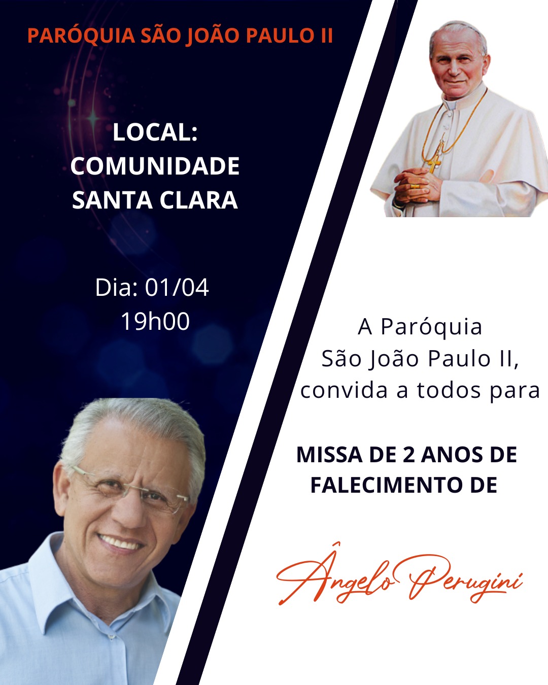 Missa em memória dos 2 anos de falecimento do prefeito Ângelo Perugini | Dia 01/04/2023